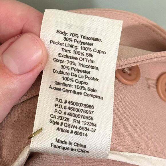 Aritzia Wilfred Feuille Pants Womens 7 Roebuck Pink Straight Leg Belted Pleated - Picture 11 of 11